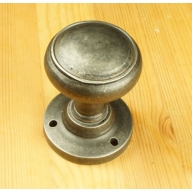 bronze/pewter single ribbed 50mm knob on rose