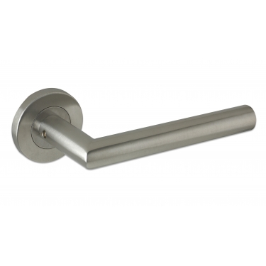Zoo Hardware ZCS2010 Mitred Lever On Round Rose - Satin Stainless Steel