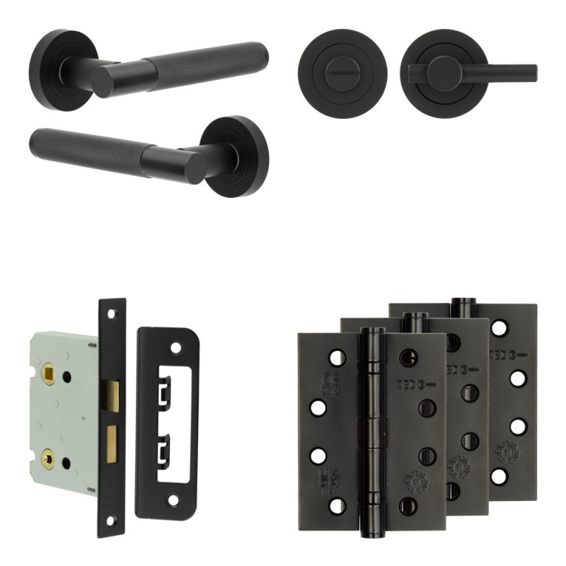 hex door handle pack black 