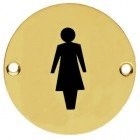 76mm polished brass female pictogram