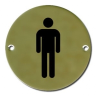 76mm polished brass male pictogram