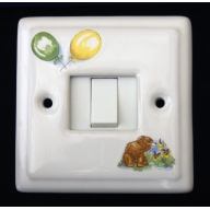 porcelain single switch - teddy bear (complete with electrics)