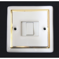 porcelain single switch - white double gold line (complete with electrics)