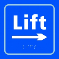standard lift sign with arrow