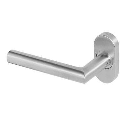 km960 mitred lever door handle on oval rose 
