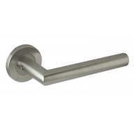 zcs2010 mitred lever on round rose - satin stainless steel