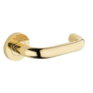 fb030 return to door lever handles on rose polished brass