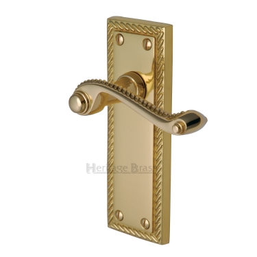 Polished Brass Door Handle - M.Marcus Georgian Short Plate G060