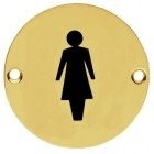 76mm Polished Brass Female Pictogram
