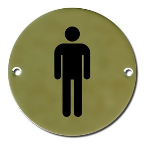 76mm Polished Brass Male Pictogram