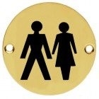 76mm Polished Brass Unisex Pictogram