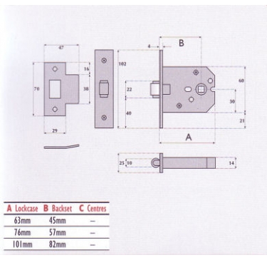 Imperial Locks G4052 Small Case Mortice Rollerbolt Latch